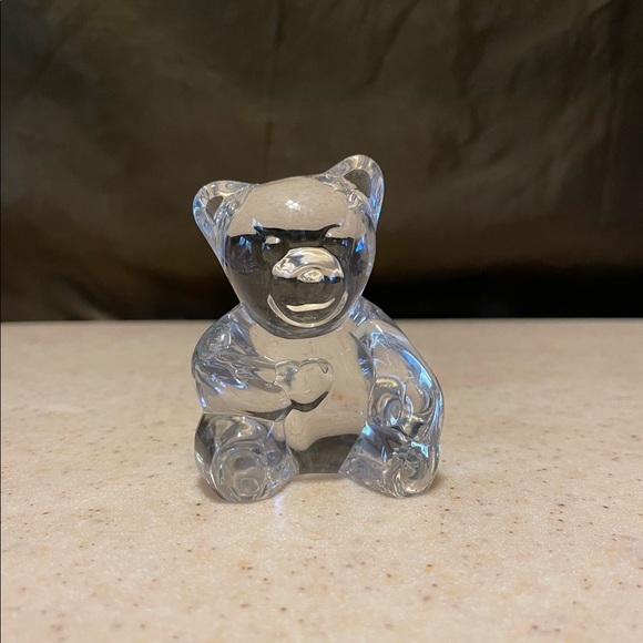 BLOCK Teddy Bear With Heart 24% Lead Crystal Figurine Paperweight Germany - Picture 1 of 9